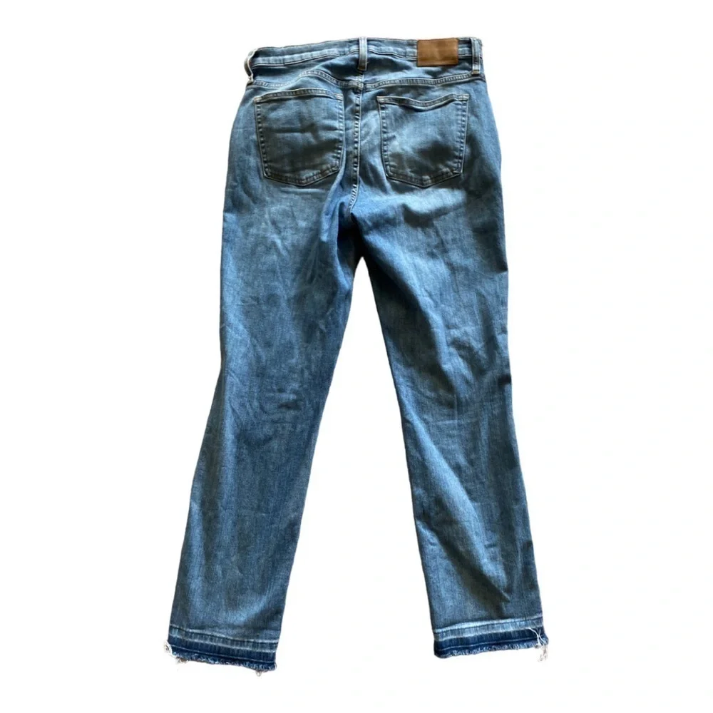 J crew vintage straight jeans size 29 women blue distressed wash open Hems